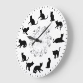 Unique Cute Black Cat Silhouettes Themed ラージ壁時計 (傾斜)
