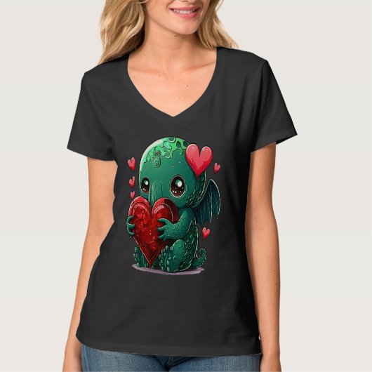 Unique Cute Cthulhu Valentines Day Tシャツ (正面)