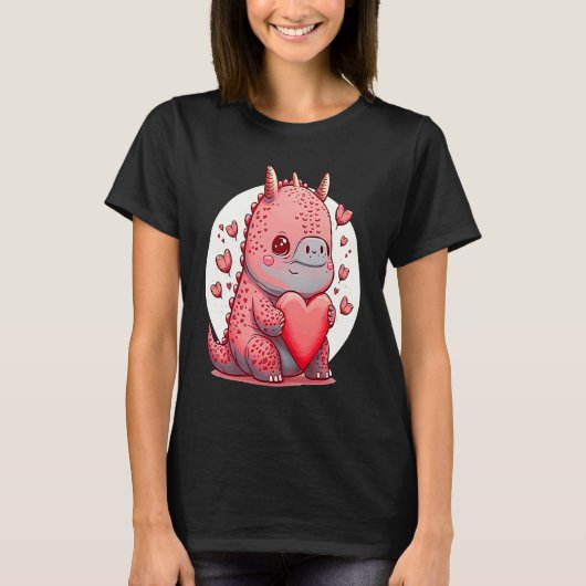 Unique Cute Dino Dazecore Valentines Day Tシャツ (正面)