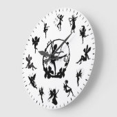 Unique Cute Fairy Black Silhouettes Themed ラージ壁時計 (傾斜)