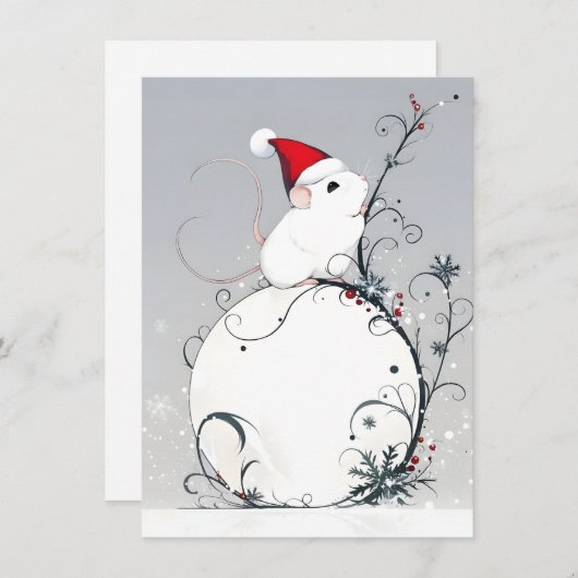 Unique Cute Mouse Christmas Cards シーズンカード (正面/裏面)