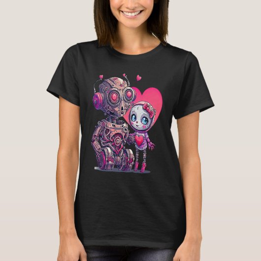 Unique Cute Robot Valentines Day Tシャツ (正面)