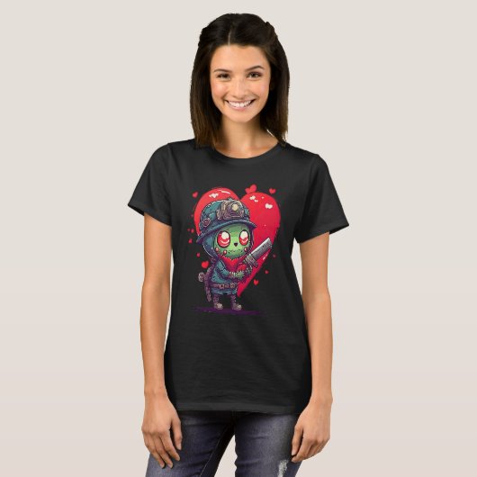 Unique Cute Zombie Valentines Day Tシャツ (正面フル)
