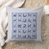 Unique design animals blue accent Throw Pillow クッション (ブランケット)