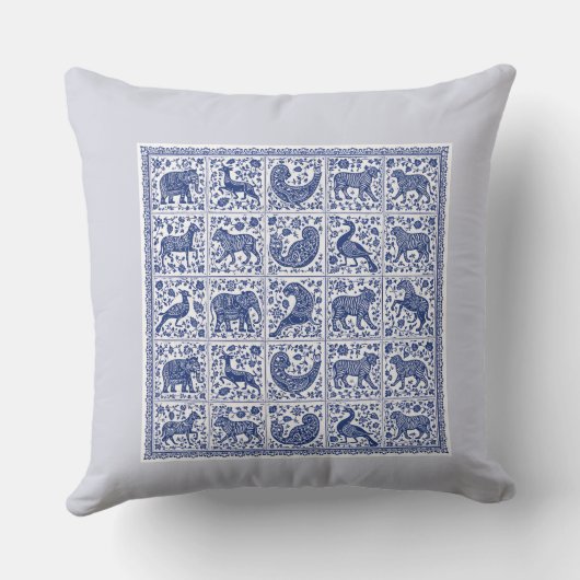 Unique design animals blue accent Throw Pillow クッション (裏面)