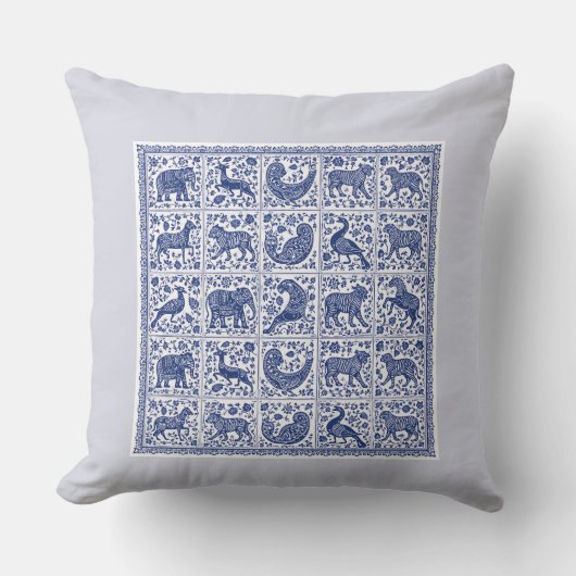 Unique design animals blue accent Throw Pillow クッション (正面)
