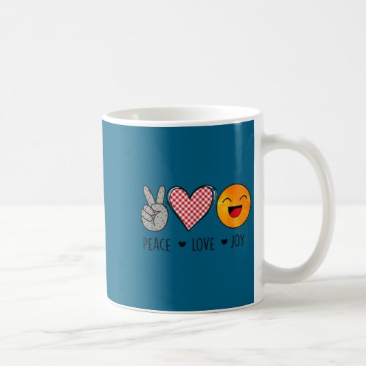 Unique Design Peace Love Joy Hapness Motivational  コーヒーマグカップ (右)