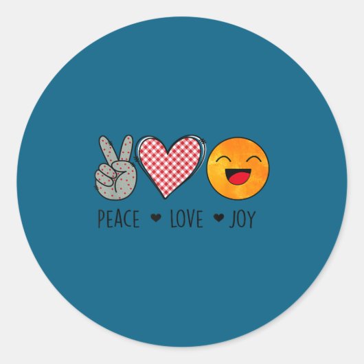 Unique Design Peace Love Joy Hapness Motivational  ラウンドシール (正面)