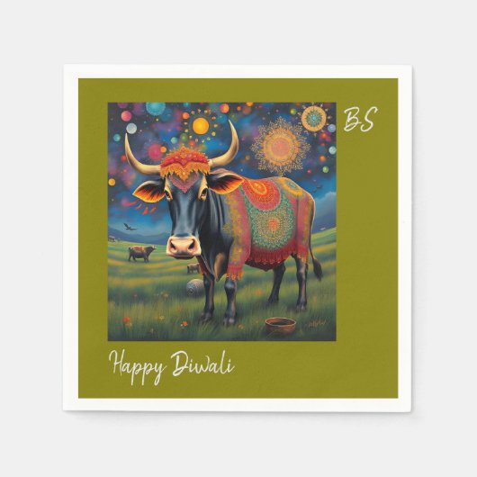 Unique Diwali Holy Cows in Disguise Art スタンダードカクテルナプキン (正面)