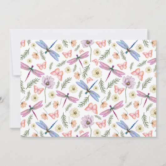 Unique Dragonflies & Butterflies Note Card ノートカード (正面)