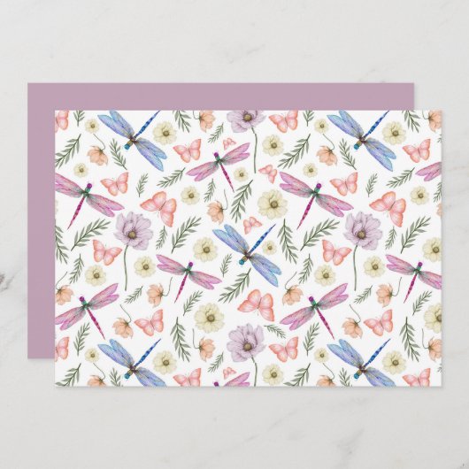 Unique Dragonflies & Butterflies Note Card ノートカード (正面/裏面)