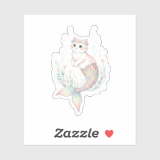 Unique Easter Cat Mermaid Pastel Egg Scale Tail  シール