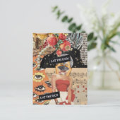 Unique Eat the Rich Mixed Media Collage ポストカード (スタンド正面)