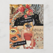 Unique Eat the Rich Mixed Media Collage ポストカード (正面)