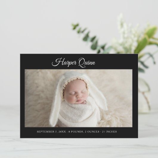 Unique Elegant Baby Boy Photo Collage Birth 案内状 (スタンド正面)