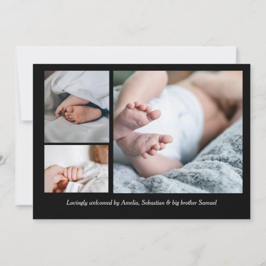 Unique Elegant Baby Boy Photo Collage Birth  案内状 (裏面)