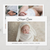 Unique Elegant Baby Boy Photo Collage Birth  案内状 (正面/裏面)