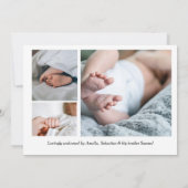 Unique Elegant Baby Boy Photo Collage Birth  案内状 (裏面)