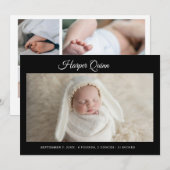 Unique Elegant Baby Boy Photo Collage Birth  案内状 (正面/裏面)