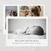 Unique Elegant Baby Boy Photo Collage Birth  案内状 (正面/裏面)