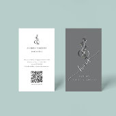 Unique Elegant Floral Scissors Logo QR Code 名刺