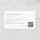 Unique Elegant Floral Scissors Logo QR Code 名刺 (裏面)