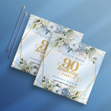 Unique Elegant Script Dusty Blue 90th Birthday 