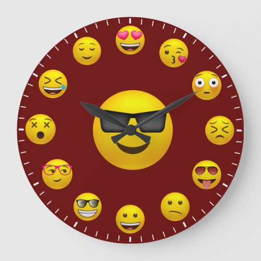 Unique Emoticon Emoji Themed ラージ壁時計 (正面)