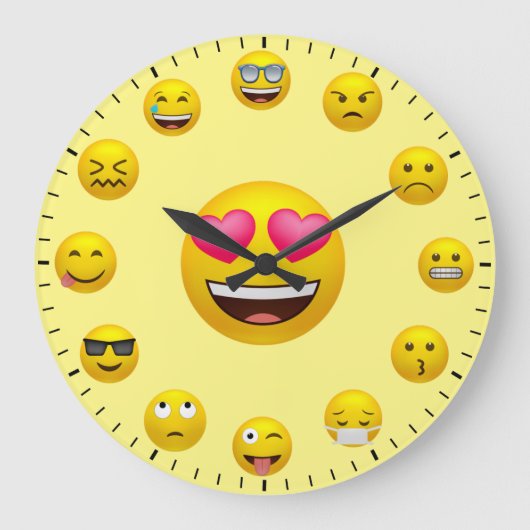 Unique Emoticon Emoji Themed Large Clock ラージ壁時計 (正面)