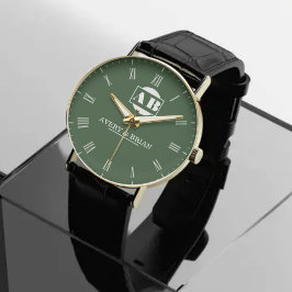 Unique Engagement Gift Custom Monogram Modern 腕時計