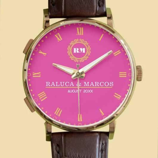 Unique Engagement Gift Custom Monogram Modern  腕時計