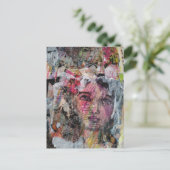 Unique face mixed media collage ポストカード (スタンド正面)