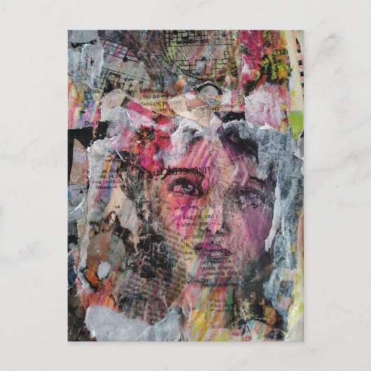 Unique face mixed media collage ポストカード (正面)