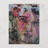 Unique face volcabulary mixed media collage ポストカード (正面)