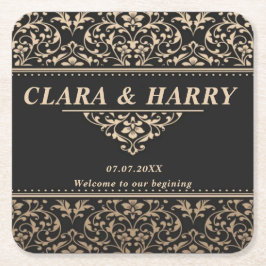 Unique fancy minimalist boho modern wedding  スクエアペーパーコースター