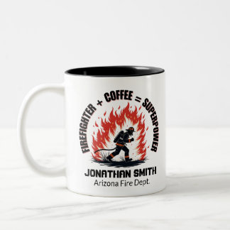Unique Firefighter or Fireman Coffee Superpower  ツートーンマグカップ