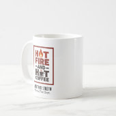 Unique Firefighter Red and Black Text Fire Icon コーヒーマグカップ (正面左)