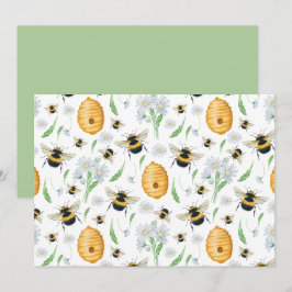 Unique Floral Honey Bees Note Card ノートカード