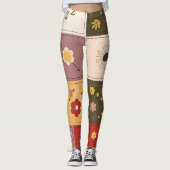 unique floral patch women's leggings レギンス (正面)