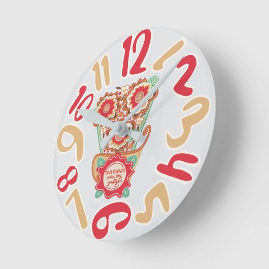 Unique FloralDesign Style ラウンド壁時計 (傾斜)