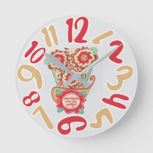 Unique FloralDesign Style ラウンド壁時計 (正面)