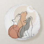 Unique Fox Howling at Moon Round Pillow ラウンドクッション (裏面)