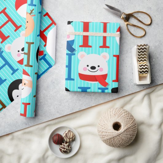 Unique Fun Colorful Christmas  ラッピングペーパー (クラフト)