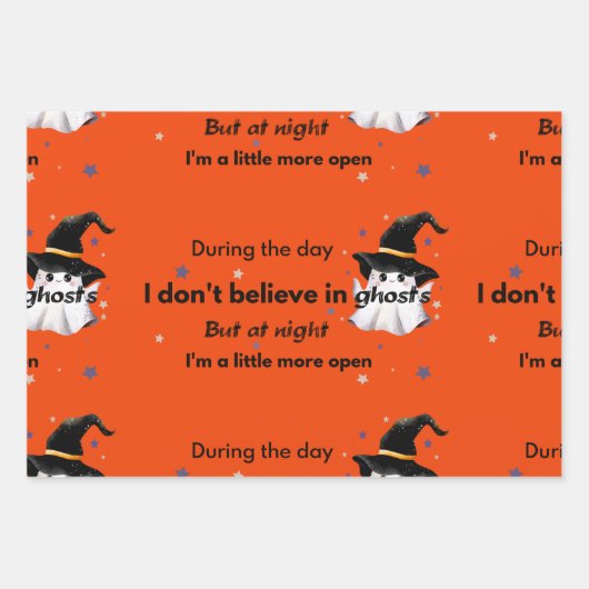 Unique Ghost Wrapping Paper Flat Sheet Set of 3 ラッピングペーパーシート (正面3)