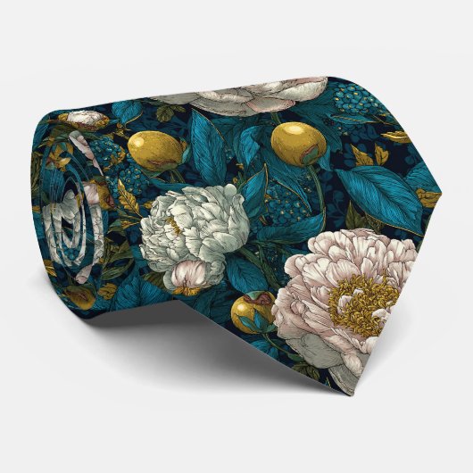 Unique Gift For Boyfriend Peonies Flower ネクタイ (ロール)