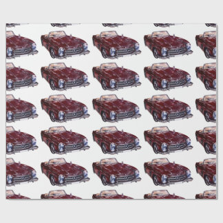Unique Gift Wrap with Retro burgundy car ラッピングペーパー
