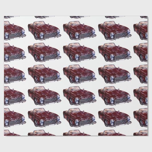 Unique Gift Wrap with Retro burgundy car ラッピングペーパー (フラット)