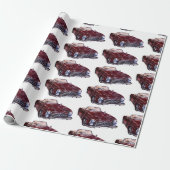 Unique Gift Wrap with Retro burgundy car ラッピングペーパー (アンロールド)