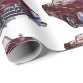 Unique Gift Wrap with Retro burgundy car ラッピングペーパー (ロールコーナー)