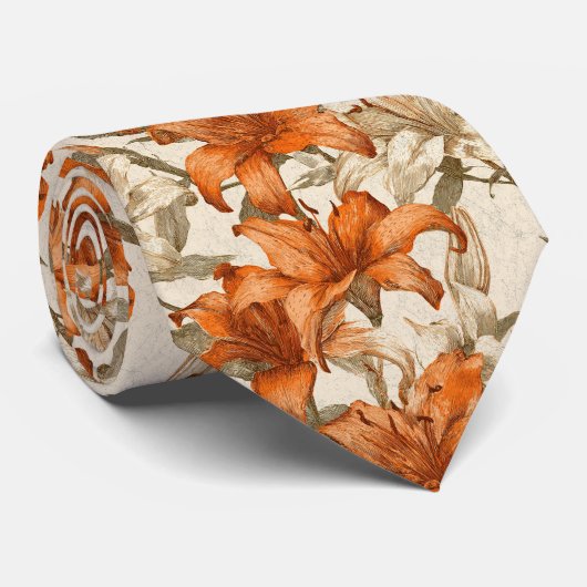 Unique Gifts For Husband Lilies Floral ネクタイ (ロール)
